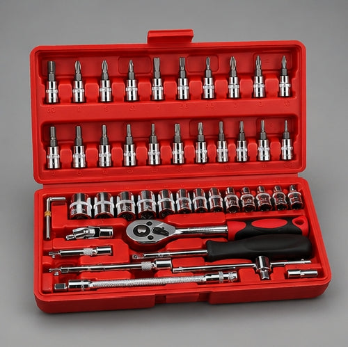 Juego de Llaves de Vaso 46 Piezas con Matraca 1/4" – Kit Profesional