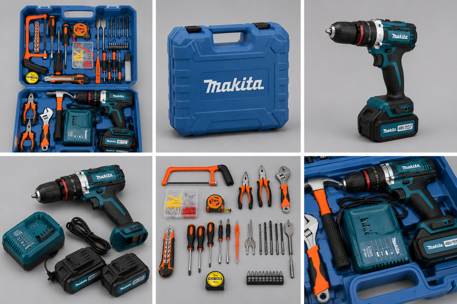 Taladro Inalámbrico 2422 Tipo Makita 48V MAX con Kit Completo de Herramientas