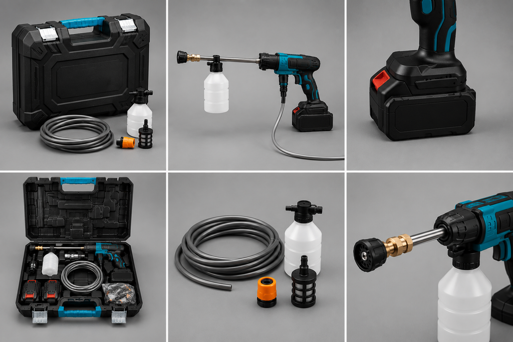 Multiherramienta Inalámbrica 4 en 1 con Hidrolavadora Portátil y Accesorios