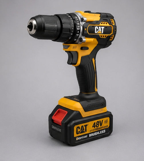 Taladro Inalámbrico CAT 48V Brushless con Kit Completo de Accesorios