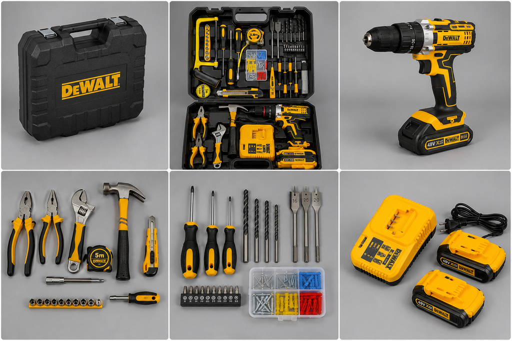 Taladro Inalámbrico 2421 Tipo DeWalt 48V con Kit Completo de Herramientas