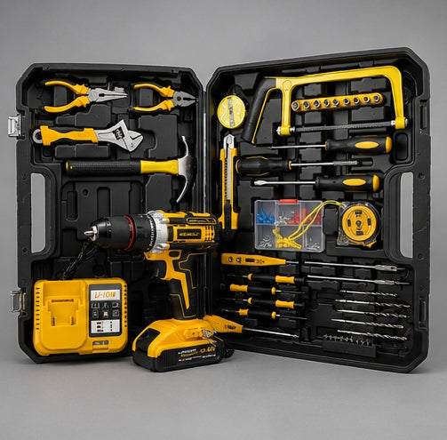 Kit de Herramientas Inalámbricas 48V con Taladro Percutor y 2 Baterías