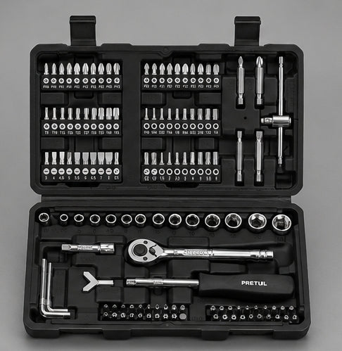 Juego de Herramientas PRETUL 130 Piezas – Kit Completo para Reparaciones y Mantenimiento