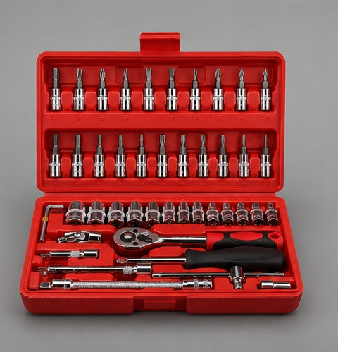 Juego de Llaves de Vaso 46 Piezas con Matraca 1/4" – Kit Profesional