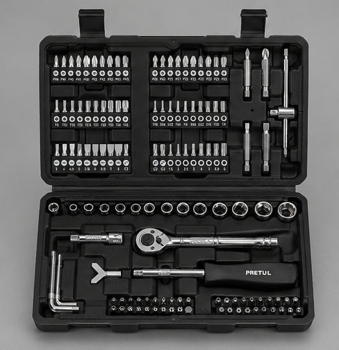 Juego de Herramientas PRETUL 130 Piezas – Kit Completo para Reparaciones y Mantenimiento