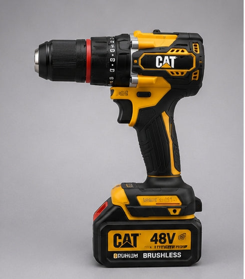 Taladro Inalámbrico CAT 48V Brushless con Kit Completo de Accesorios