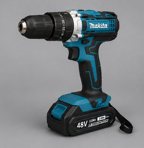 Taladro Inalámbrico 48V Tipo Makita 1/2" con Kit de Accesorios