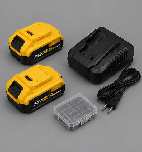 Taladro Percutor Inalámbrico Brushless 24V Tipo DeWalt con 2 Baterías