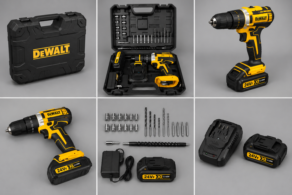 Taladro Inalámbrico 24V Tipo DeWalt con 2 Baterías