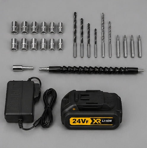Taladro Inalámbrico 24V Tipo DeWalt con 2 Baterías